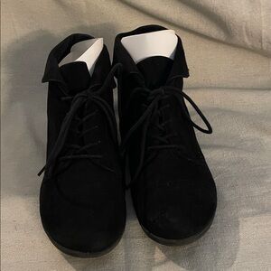 Black Suede Lace-Up Ankle Boots